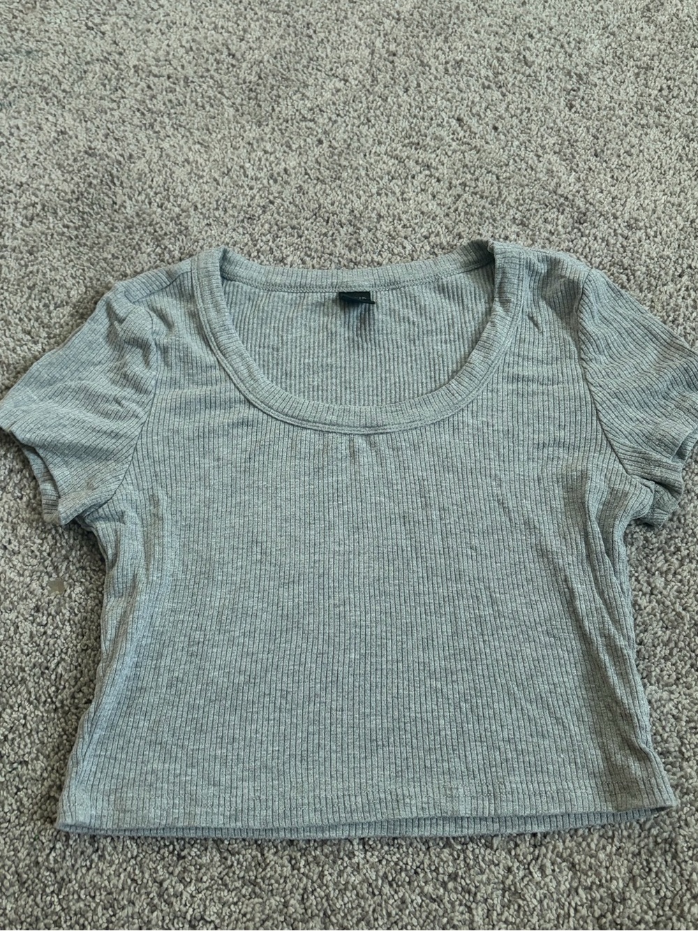 SHEIN Light Gray Ribbed Scoop Crop Top - Picture 1 of 3